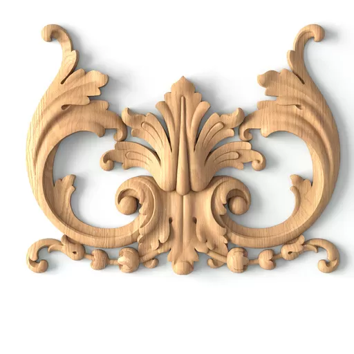 N-415 vertical decorative floral acanthus scrolls wood carving applique baroque style