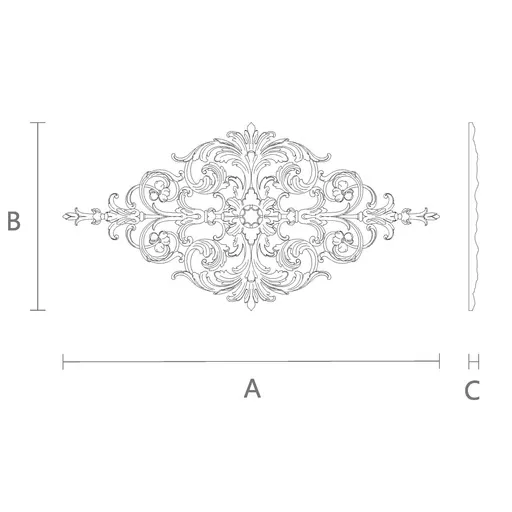 horizontal decorative floral acanthus scrolls wood carving applique baroque style