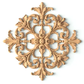 Square Classic Wood Center Onlay with Versailles Floral Design