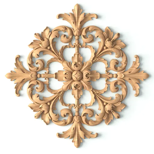 N-421 square carved floral acanthus scrolls wood carving applique baroque style