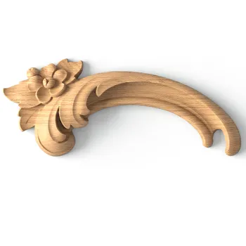 Unfinished wood floral furniture applique, Left Unfinished wood floral furniture applique, Left