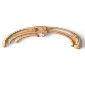 Unpainted Acanthus hardwood appliques, Right Classic-style oak pierced decorative onlays, Right