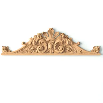 Classic Carved Wooden Pediment with Floral Accents