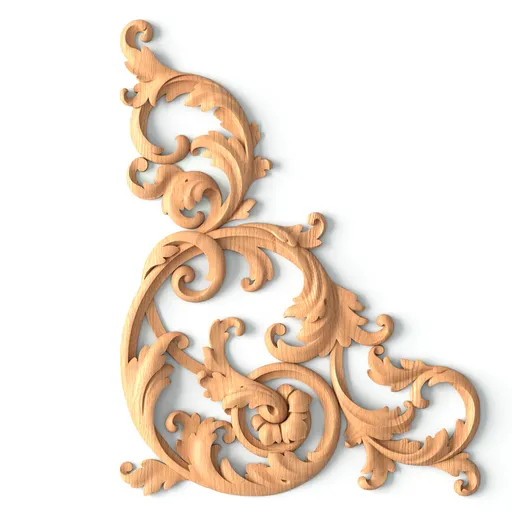 N-440L medium Left Openwork Acanthus Wood Corner Onlay