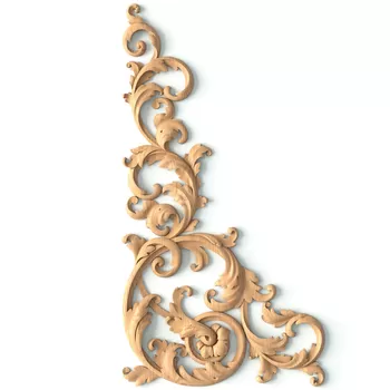 Left Elongated Wooden Corner Onlay with Climbing Acanthus