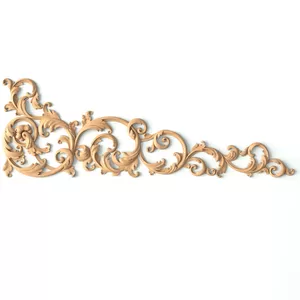 Right-Facing Elongated Wood Corner Applique (28" - 37")