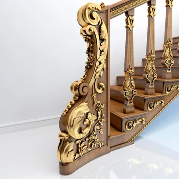 Ornamental wooden decorative stairs baluster, Right Ornamental wooden decorative stairs baluster, Right
