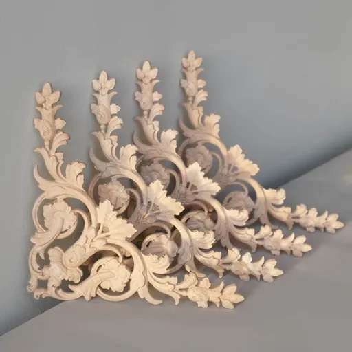 N-135.1 Ornate Floral Openwork Oak Corner Onlay - 7" to 16"
