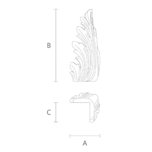 N-169.1 vertical carved acanthus wood applique classical style from oak