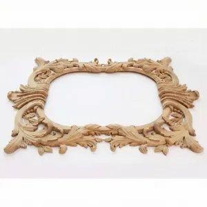 Wall frame mirror with acanthus leaves from solid wood
