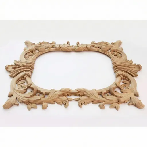 Wall frame mirror with acanthus leaves from solid wood