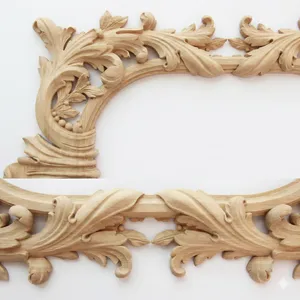 Antique wall frame mirror with acanthus leaves solid wood