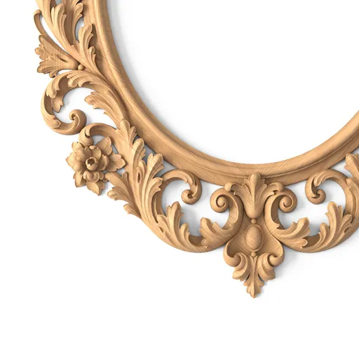 Wood Ornate Frame with Floral Elements Baroque Style - 3