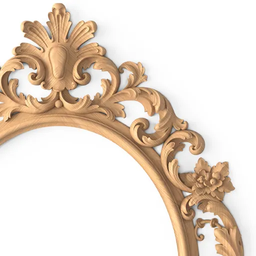 Wood Ornate Frame with Floral Elements Baroque Style - 4