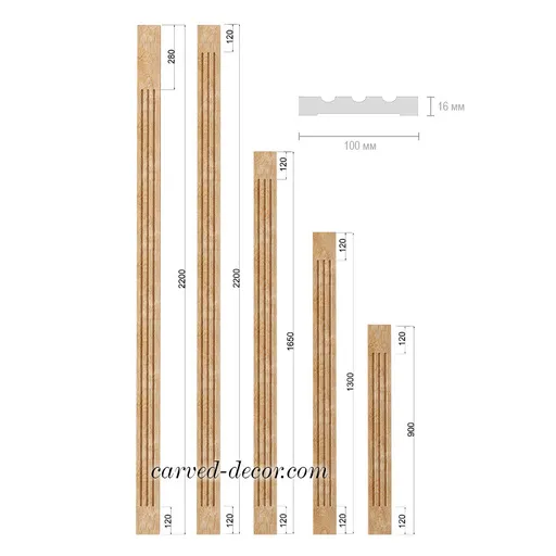 PLM-016 Beech fluted pilaster Antique