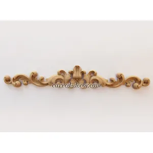 medium horizontal carved scroll wood carving applique