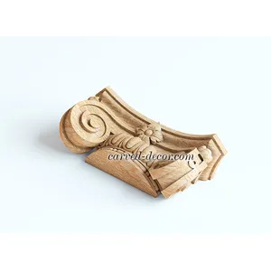 Columns capitals Ionic semicircular with volutes and flower from beech