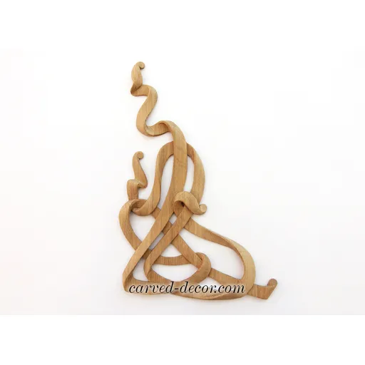 N-004L Abstract Fluid Ribbon Wood Corner Onlay, left
