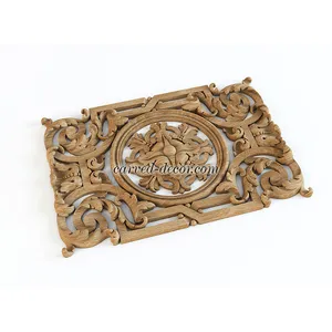 vertical carved floral acanthus scrolls wood carving applique baroque style