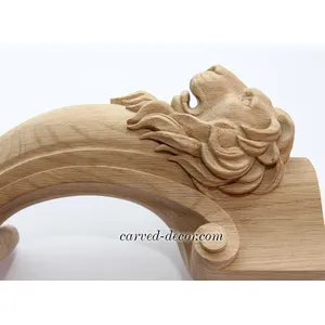 MN-045 Upper part of unique oak table legs with lion head and paw