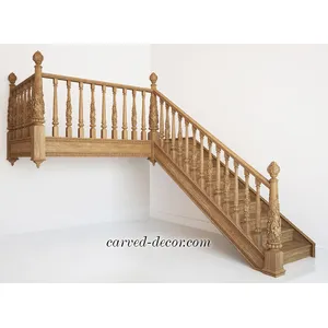 Vintage Grooved Carved Staircase Baluster oak - 3