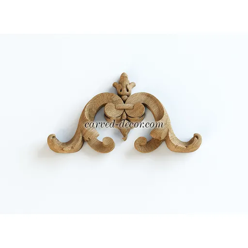 Small oak Corner Applique with Central Finial