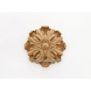 medium round decorative flower wood rosette baroque style
