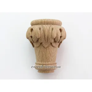 Furniture feet with acanthus leaf round from oak