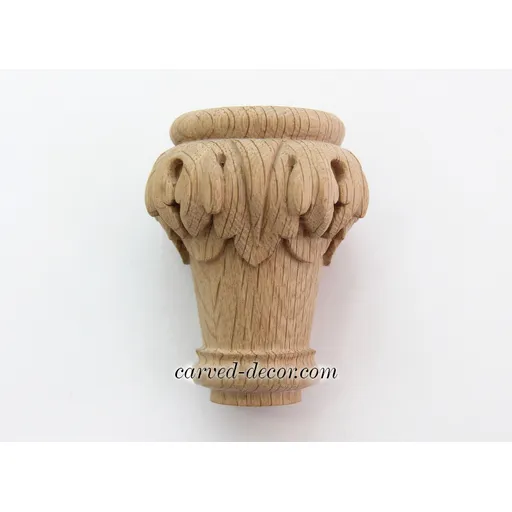 Furniture feet with acanthus leaf round from oak