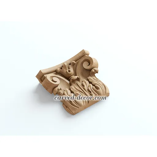 Capital for wood pilasters with acanthus leaves and volutes