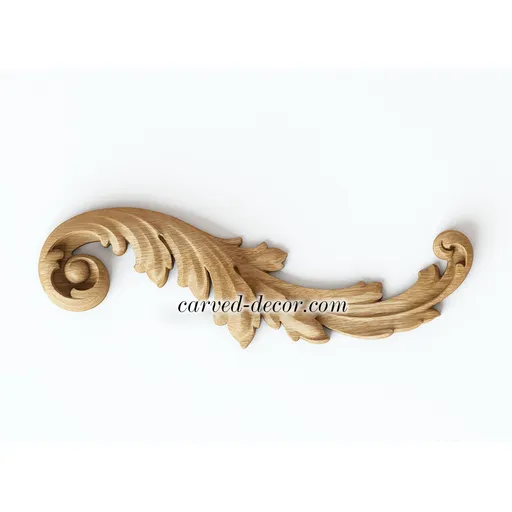 N-458R small corner hand carved leaf wood applique classical style