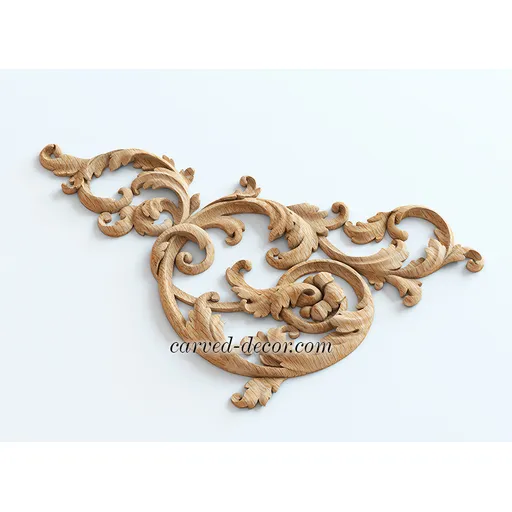 N-440L medium hand carved Left Acanthus Wood Corner Onlay
