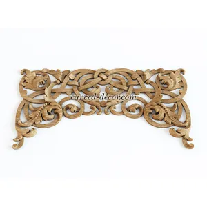N-341 horizontal carved floral acanthus scrolls wood onlay applique victorian style
