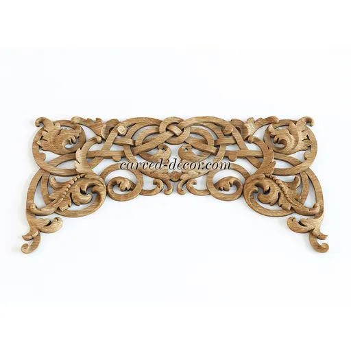 N-341 horizontal carved floral acanthus scrolls wood onlay applique victorian style