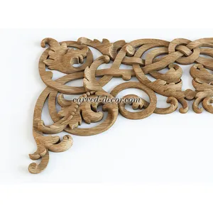 N-341 horizontal carved floral acanthus scrolls wood onlay applique victorian style