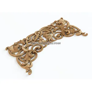 N-341 horizontal carved floral acanthus scrolls wood onlay applique victorian style
