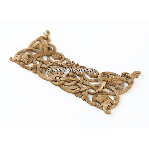 N-341 horizontal carved floral acanthus scrolls wood onlay applique victorian style