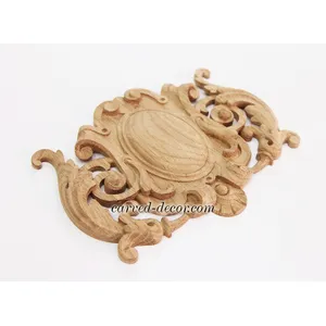 medium oval ornate floral acanthus scrolls wood cartouche baroque style