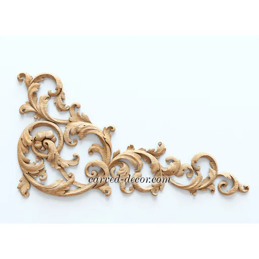 large corner artistic floral acanthus scrolls wood applique baroque style