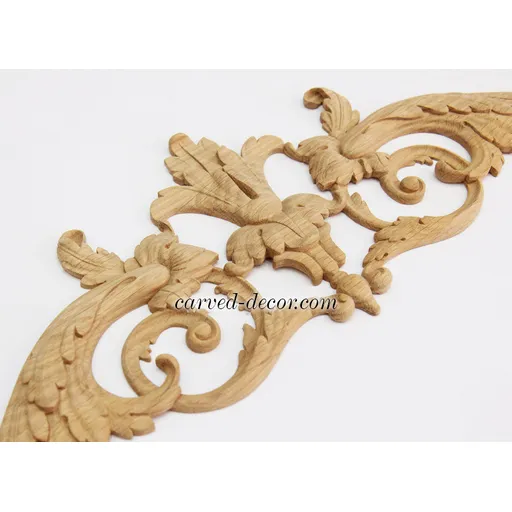 N-098.1 oak large decorative floral carved Wood Pediment
