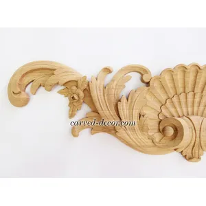 large horizontal artistic shell onlay applique solid wood - 3
