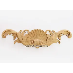 large horizontal artistic shell onlay applique solid wood - 2