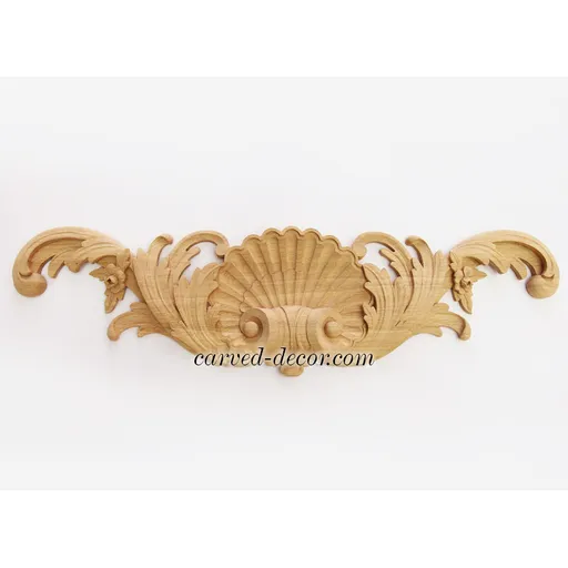 large horizontal artistic shell onlay applique solid wood - 2