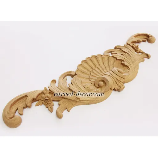large horizontal artistic shell onlay applique solid wood - 4