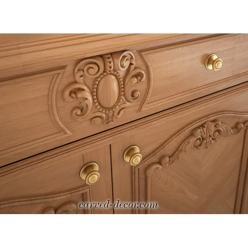 N-242 round detail scroll wood cartouche victorian style