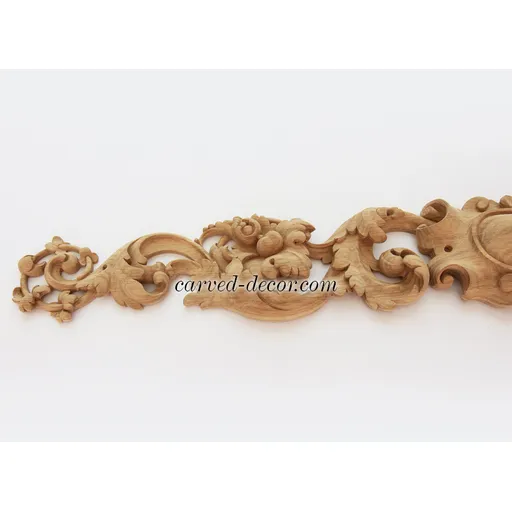 extra large horizontal artistic floral acanthus scrolls wood carving applique baroque style
