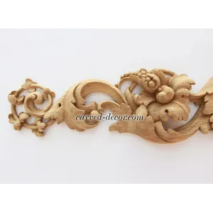 extra large horizontal artistic floral acanthus scrolls wood carving applique baroque style