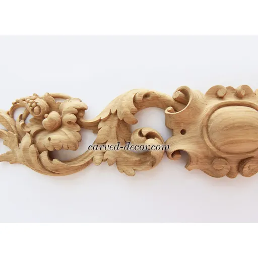 extra large horizontal artistic floral acanthus scrolls wood carving applique baroque style
