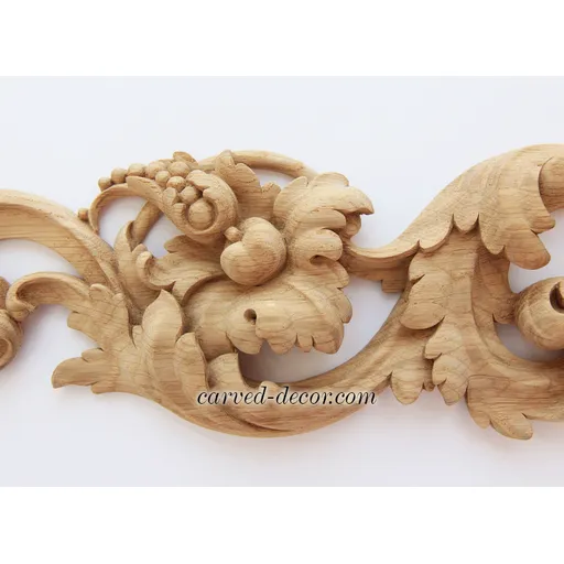 extra large horizontal artistic floral acanthus scrolls wood carving applique baroque style