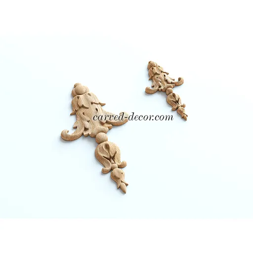 vertical Wooden Drop with Stylized Foliage and Floral Finial